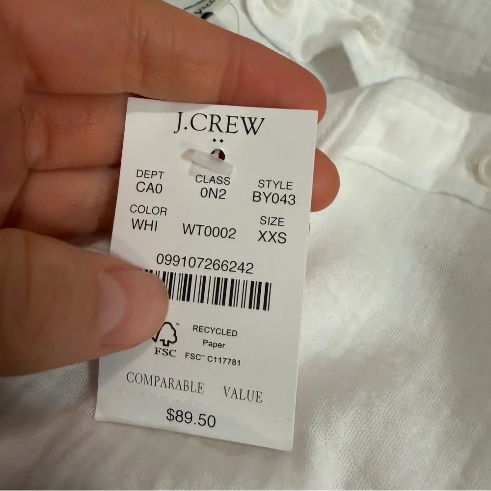 J crew white gauze button up shirt